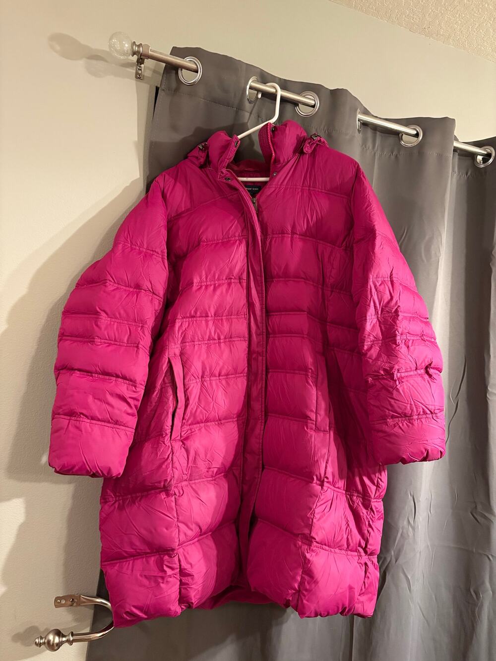 Lands End 3X Long Puffer Jacket Magenta